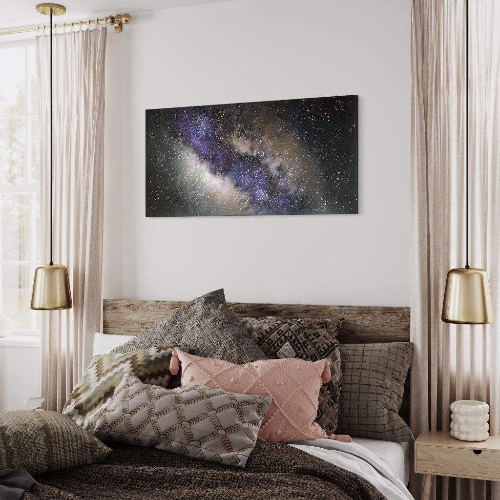 Amethystnacht, Acryl auf Leinwand (acrylic on canvas), 120x60cm, Weltraumkunst (space art), Christine Bathelt