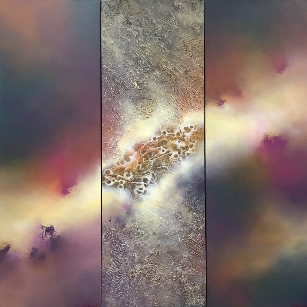 Madreperla, Acryl auf Leinwand (acrylic on canvas), 120x120cm (Triptychon), abstrakte Kunst (abstract art), Christine Bathelt